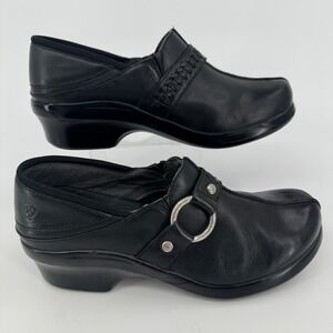 Ariat Shasta Clogs Mules Shoes WOMENS Black Leather Slip On SIZE 9.5